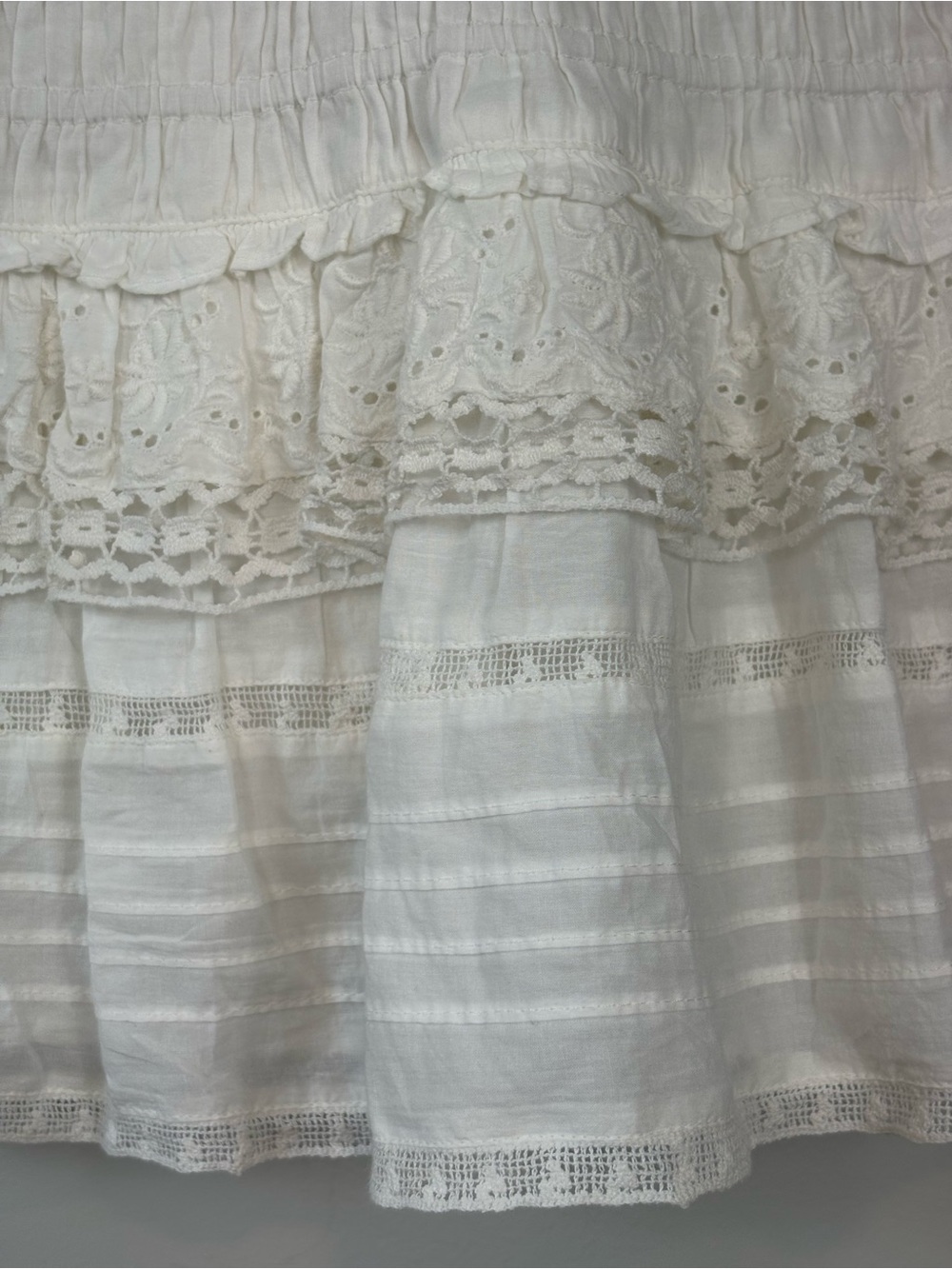 Loveshackfancy Rena Embroidered Mini Dress Antique White Size P - Picture 15 of 15